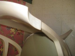 Ethan Allen Linen White Medallion Arm Chair Neoclassic Influenced Design