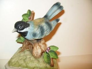Vintage Gorham Blue Bird Jay Music Box Bisque Figurine