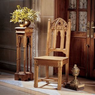 Gothic English Cathedral Hand Carved Solid Golden Pine Antique Replica Chair