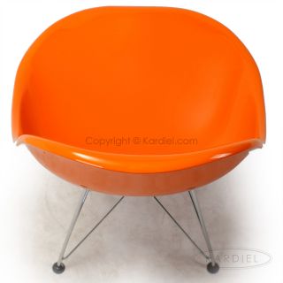Eames Style 1948 Eiffel Base Molded ABS Chair Orange Metal Leg Classic Modern