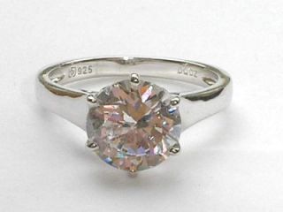 Stunning 925 Silver Genuine Diamonique Engagement Ring Size T