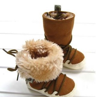 1 Baby Brown Fleece Ski Proof Baby Boots Training Snow Shoes 6 9M