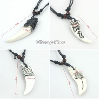 4pcs Ethnic Tribal Carving some Types of Dragon Turtle Mix Pendant Necklace