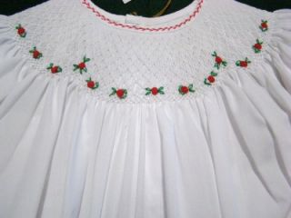 Feltman Brothers 24M Bishop Smocked White Christmas Dress Headband Bow NWT'S