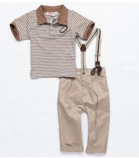 A Boy Baby Clothes Toddler Set Gentleman Overalls 2pcs Outfit Top Bib Pants 0 5Y