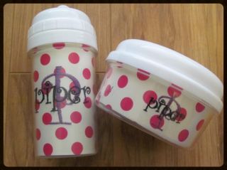 Personalized Monogram Custom 5 10 oz Baby Toddler Sippy Cup Snack Container Set