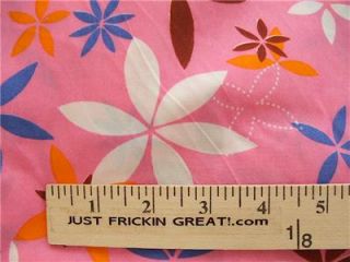 Blue Orange White Pink Flower Hip Fabric Craft Quilt