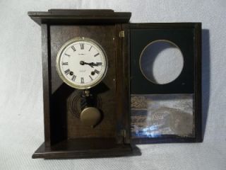 Vintage Automatic 31 Day Pendulum Wall Clock Glass Door w Cover Bridge NDS SPRNG