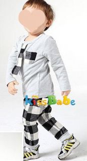 E1630 Boys Kids Baby Clothes Sets Long Sleeve Top Shirt Pants 2pcs OUTFITS0 4Y