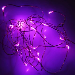 Beautiful 12V 20 LED Purple Battery Operated LED Copper Wire String Fairy Light