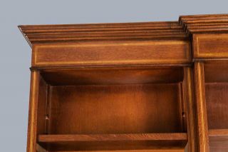English Antique Style Handmade Mahogany Triple Breakfront Bookcase
