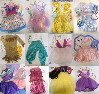 Girls Dress Up Pretend Play Disney Princess Clothes Outfit 4 6 Jewels Huge Lot 2