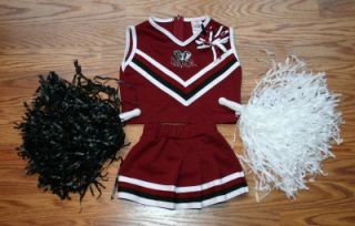 Cheerleader Costume Outfit Halloween Alabama Roll Tide 3T Pom Poms Bow Set Cheer