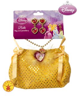 Belle Bag Jewellery Set Disney Princess Fancy Dress Costume Earrings Beauty
