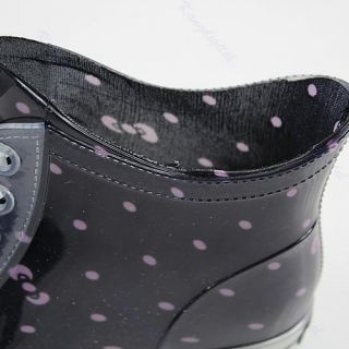 Fashion Womens Lacing Canvas Short Boots Girl Rainboots Rain Shoe Galoshes