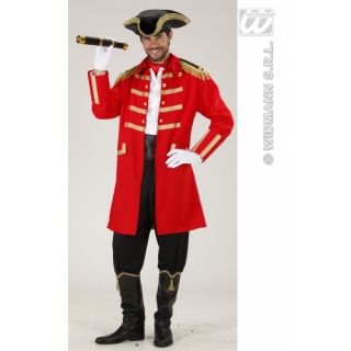 Red Pirate Captain L Coat Hat Fancy Dress Costume Party Outfit Large