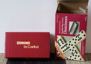 Vintage Cardinal Premier Edition Catalin Double 9 Dominoes in Box w Vinyl Case