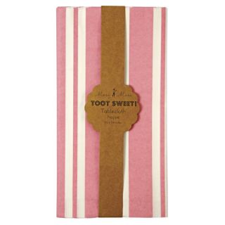 TOOT Sweet Pink White Stripe Girls Birthday Party Paper Tablecover