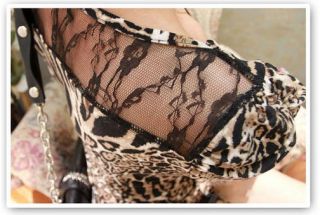 Womens Sexy Ladies Top Clubbing Cocktail Party Hip Mini Dress Leopard Lace
