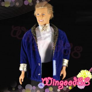 Handmade Prince Party Clothes Blue Jacket White Gray Jumpsuit for Ken 1 6 Dolls