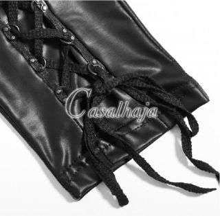 Women's Faux PU Leather Gothic Punky Style Lace Leggings Pants Tights Free SHIP