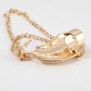 New Punk Metal Wind Texture Feather Style Ear Cuff Wrap Clip Stud Earring Gold