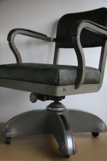 Vtg Machine Age Mid Century Modern Retro Industrial Tanker Desk Office Chair