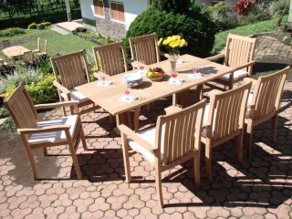 9 PC Dining Teak Set Garden Outdoor Patio Furniture New D24 Wraw Deck