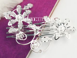 New Charm Wedding Bride Silver Plated Rhinestone Crystal Hair Clip Comb Headband