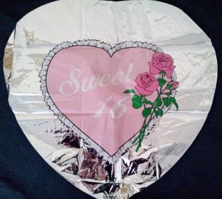 Mylar Foil Balloon 18" Heart Shaped Silver Pink Sweet 16 Sixteen Birthday