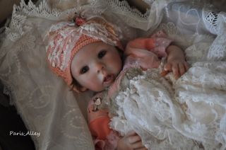 Peach Sherbot French Lace Dress Hat Blanket 4 Reborn Baby Doll