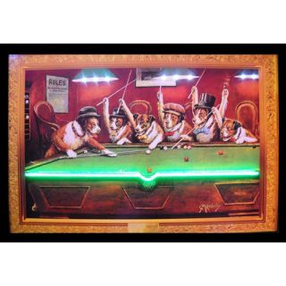 Dogs Playing Pool Neon LED Poster Sign