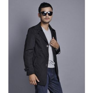 New Fashion Men's Slim Suit Collar Button Design Thin Jacket Trench Coat MWJ156