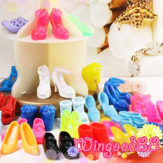 20 Pairs Party Shoes Special Various Styles Lot Gift for Barbie Dolls Accessory