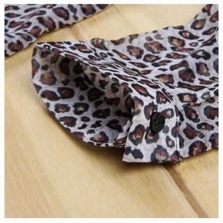 Womens Chiffon Sexy Leopard Print Summer Shirt Top Button Down Blouse WCX001