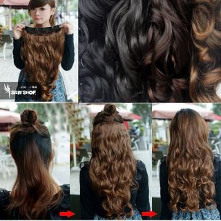 New 6 Color Women One Piece Long Curly Wavy 5 Clips in Hair Extensions Hairpiece
