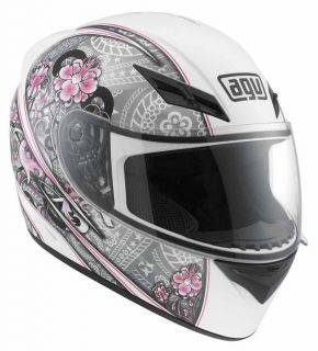 Agv Womens K3 Crew Full Face Race Street Motorcycle Helmet White Silver Pink