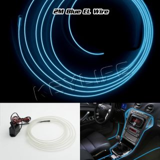 Light Blue 2M Flexible Neon Light Glow El Wire Rope Tube Car Dance Party