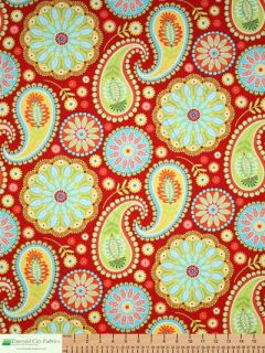 Michael Miller Gypsy Bandana Paisley Red Cotton Fabric