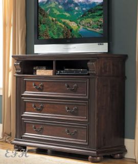 New Silas Rich Cherry Finish Wood Media TV Stand Chest Console Cabinet