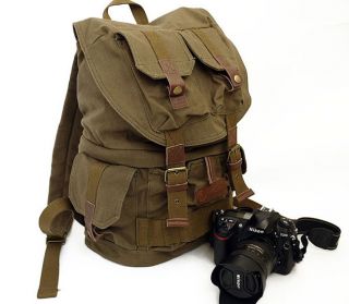 DSLR Digital SLR Camera Case Bag Retro Canvas Camera Backpack Rucksack Bag