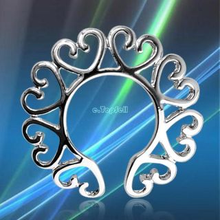 Sexy Silver Surgical Steel Non Piercing Clip on Heart Design Nipple Ring Shield