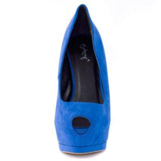 Hot Fashion Royal Blue Keyhole Peep Toe Platform High Heel Stiletto Pump US 7 5