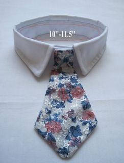 New Small Dog Cat Multi Color Floral Neck Tie Pet Bow Tie White Collar