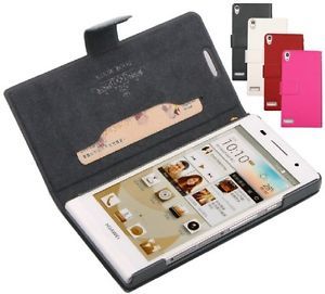 New Genuine Real Leather Flip Cover Case for Huawei Ascend P6