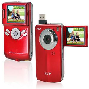 SVP Full HD 1080p Pocket Digital Video Camera Flip LCD Built in USB TV Out Red