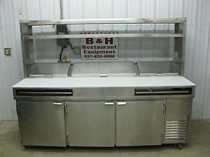 90" Stainless Steel 3 Door Refrigerated Pizza Sandwich Food Prep Table 7'6"