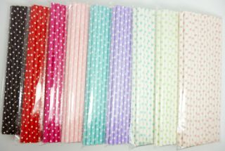 25 Pcs Colorful Polka Dot Paper Straws Drinking Straws Party Wedding Birthday