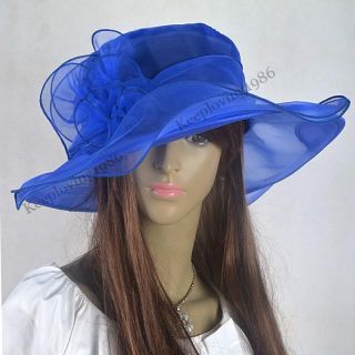 Lady Dress Wedding Hat Gauze Wide Brim Hat Floral Church Evening Hat