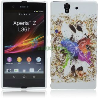 Flower Butterfly Patterned TPU Gel Case Cover Skin for Sony Xperia Z L36H